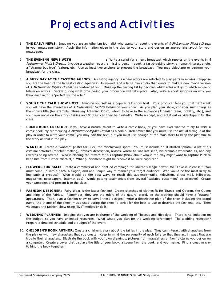 critical dream essay midsummer night